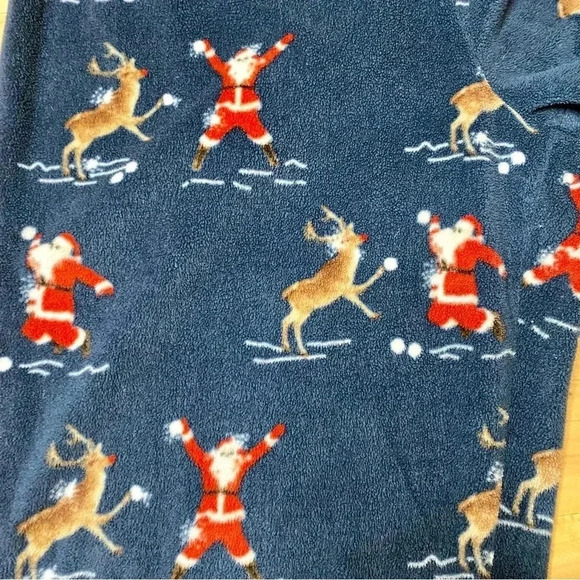 Aeropostale Santa Reindeer Sleep Fleece Pajama Lounge Jogger Navy Christmas M - Picture 3 of 5